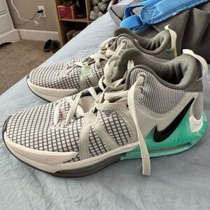Nike Light Gray and Teal Low-Top Athletic Sneakers